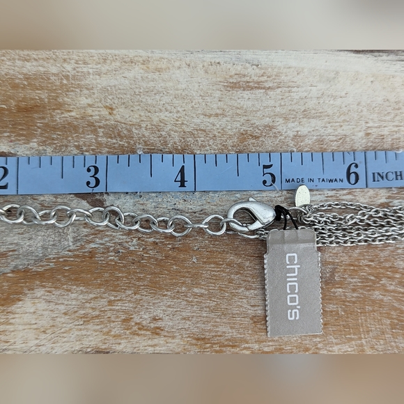 New With Tag Chico's "Sparkle" Multi Strand Silver Tone/Crystal Necklace - Picture 8 of 8